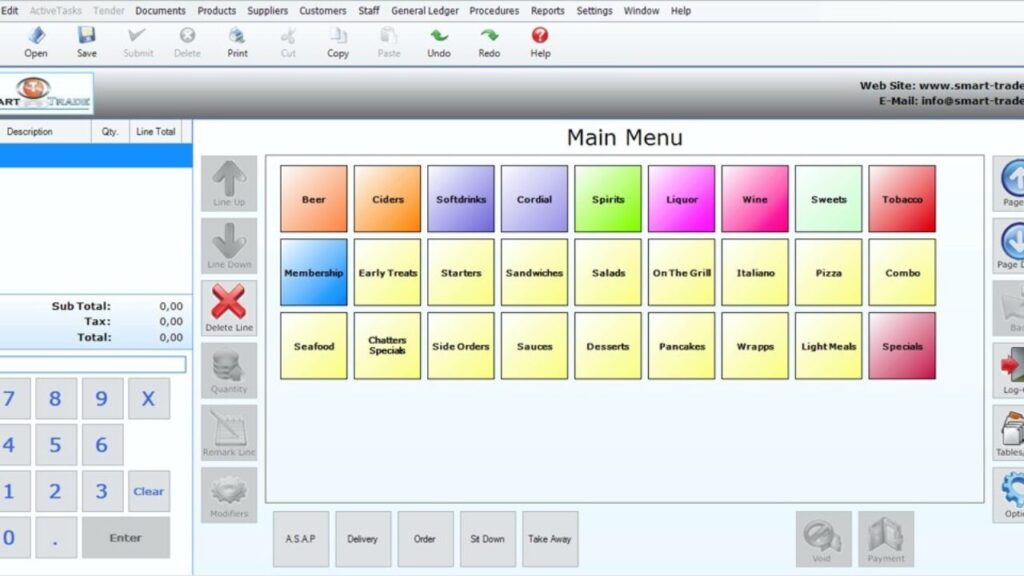 Touchscreen POS screen image for KeyWord Smart-Trade checkout use